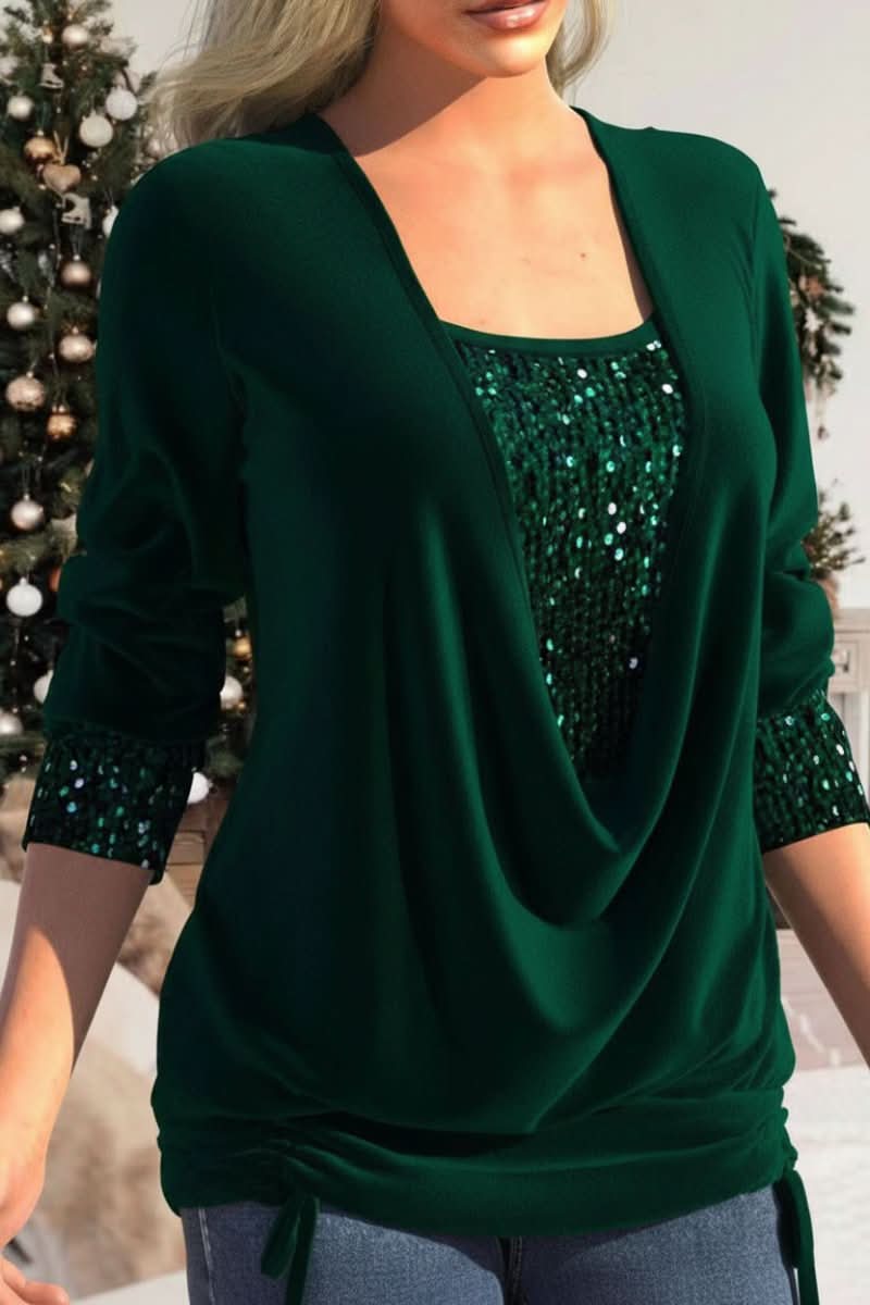 Women’s Plunge Neck Sequin Going Out Top | Party