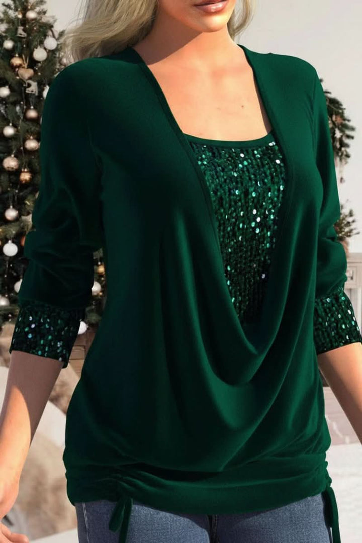 Women’s Plunge Neck Sequin Going Out Top | Party