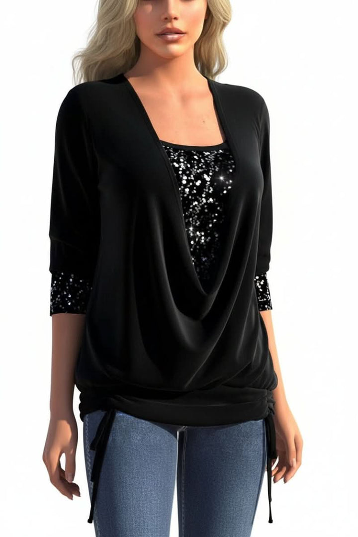 Women’s Plunge Neck Sequin Going Out Top | Party