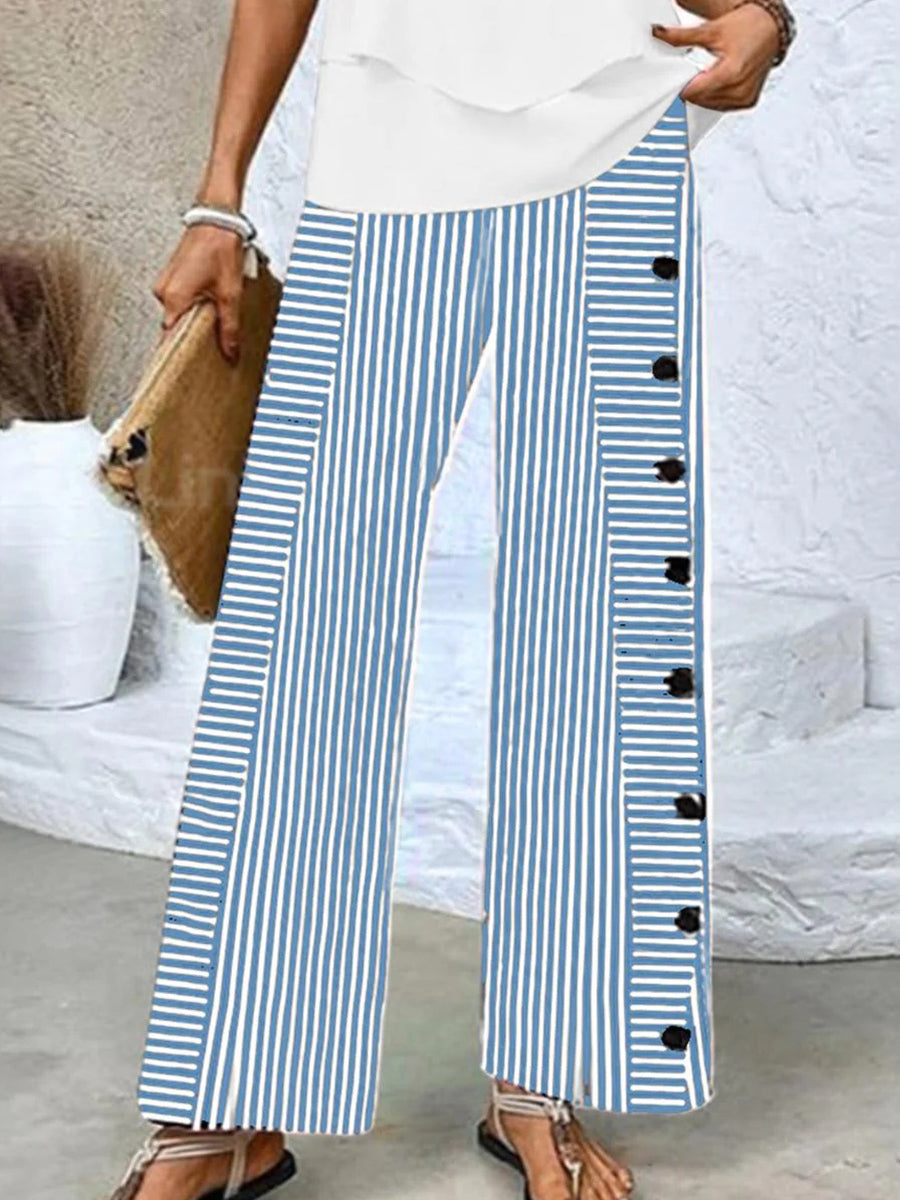 Women's Striped Wide Leg Trousers | Stylish