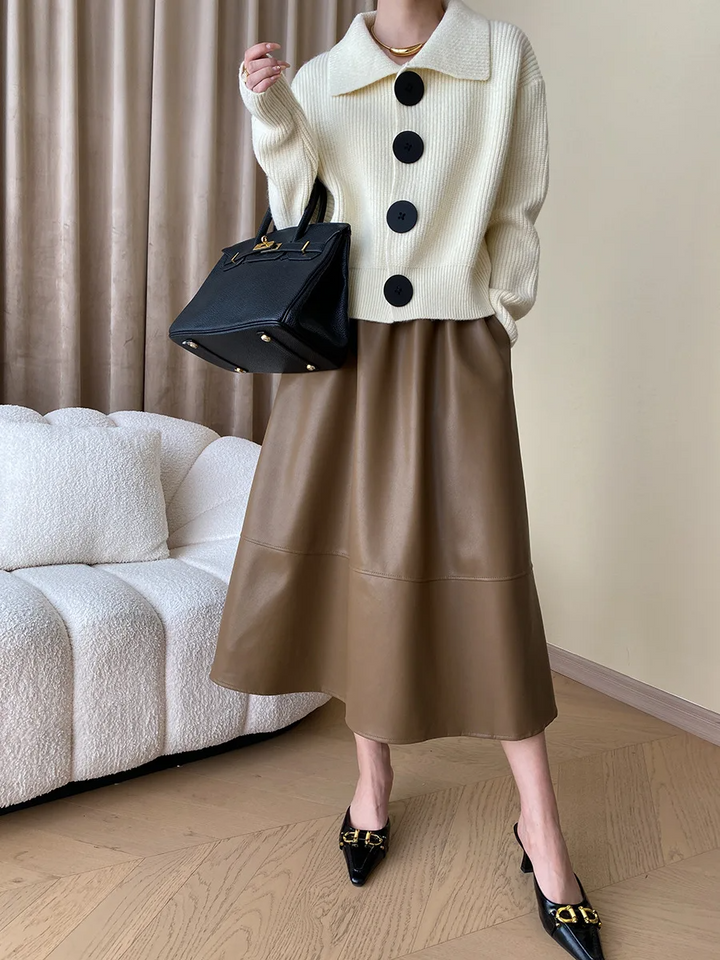 Gilet oversize à col en maille épaisse pour femme