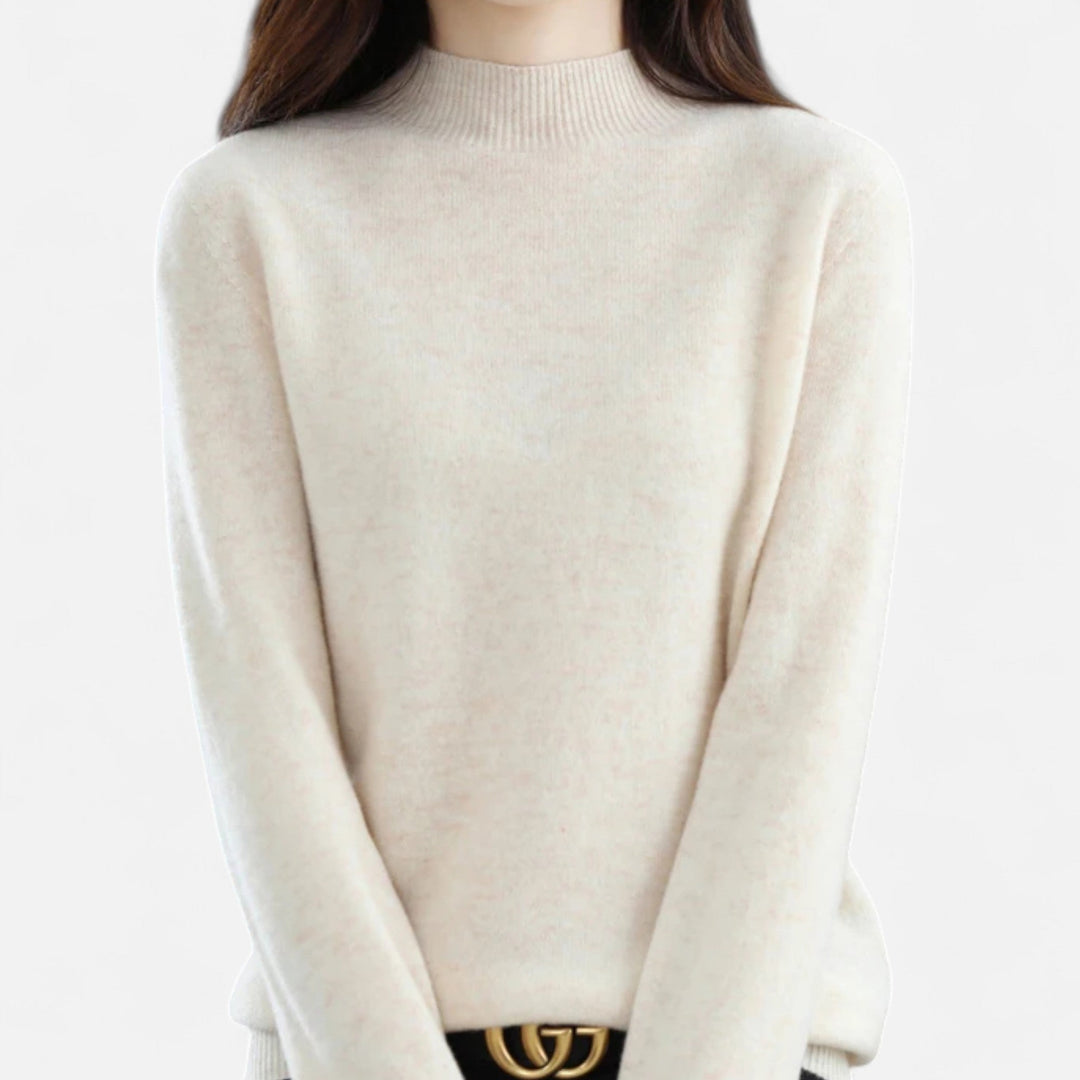 Pull tricoté d'hiver à col roulé et manches longues pour femme