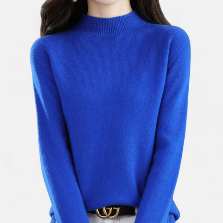 Pull tricoté d'hiver à col roulé et manches longues pour femme
