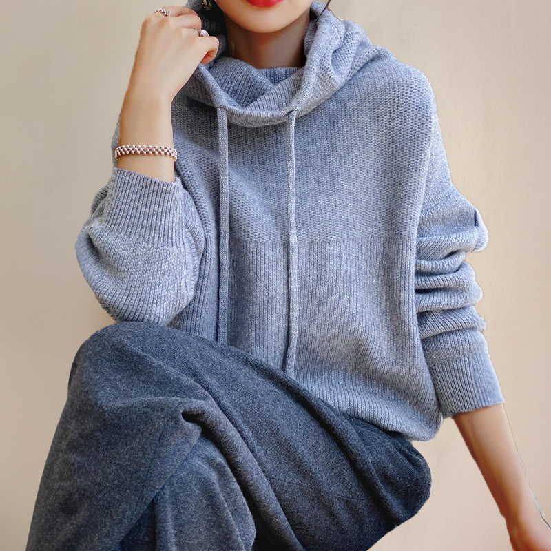 Women's Warm Oversized Knitted Hoodie | Winter