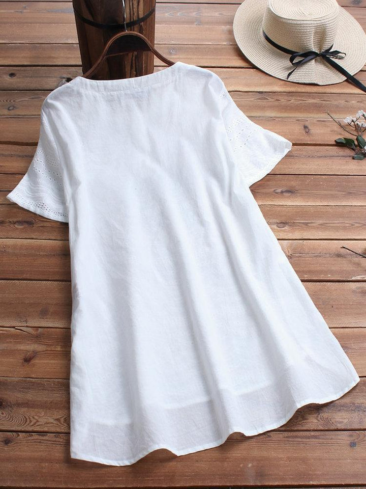 Women's Henley Summer Blouse | Short Sleeve
