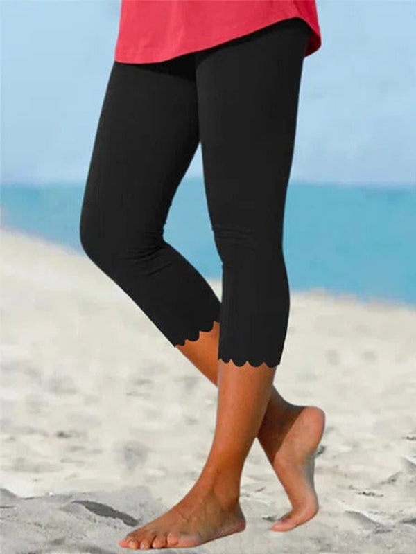 Women's Capri Summer Leggings | Scalloped Hem