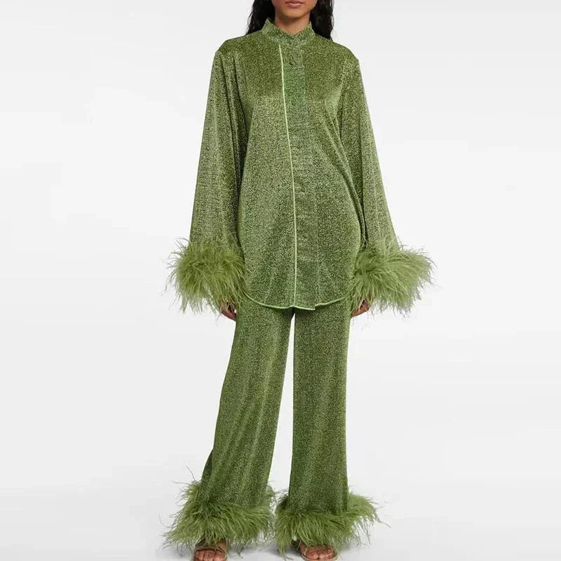 Women's Sparkling Party Fringe Co-Ord Set | Two Piece
