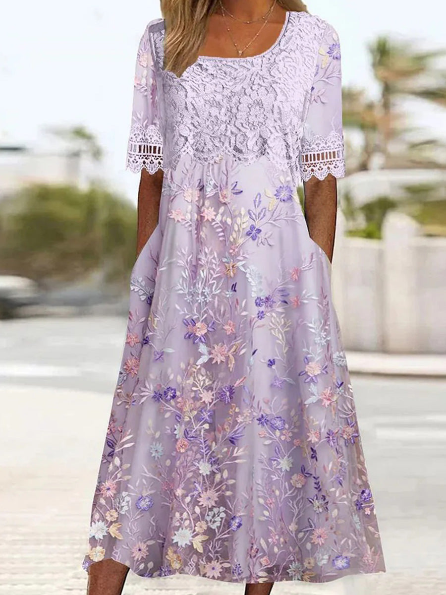 Women's Elegant Formal Short Sleeve Dress | Midi