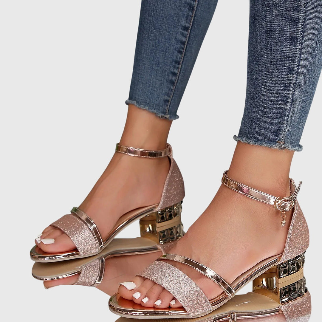 Women's Evening Heeled Sandals | Low Heel