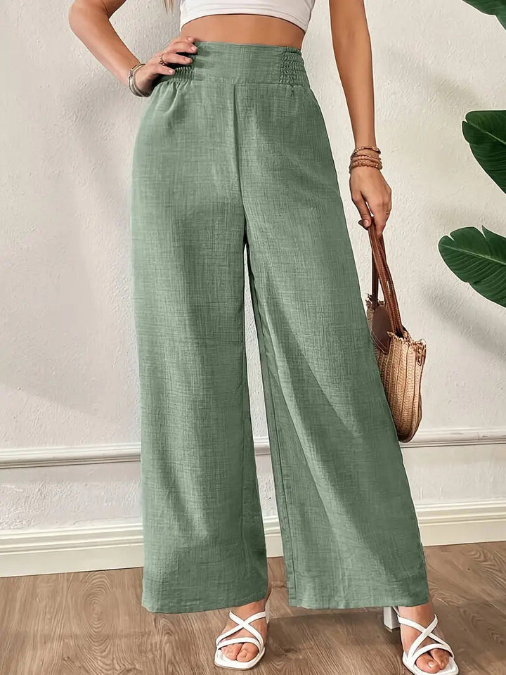Women's Smocked Summer Trousers | Wide Leg