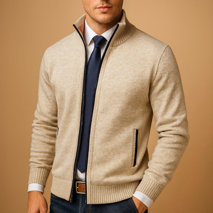 Men’s Pockets Zip-Up Cardigan | Knitted