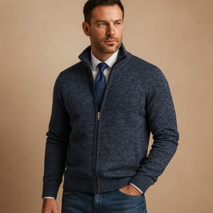 Men’s Pockets Zip-Up Cardigan | Knitted