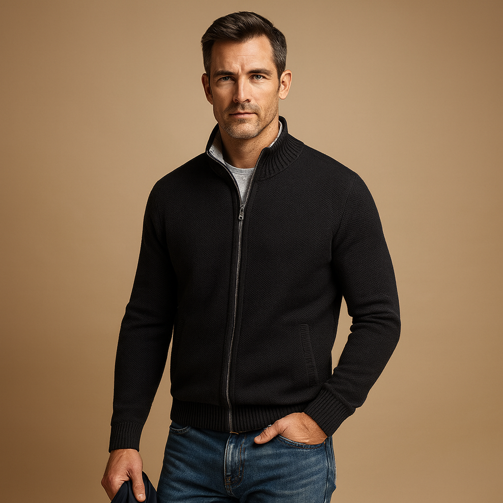 Men’s Pockets Zip-Up Cardigan | Knitted