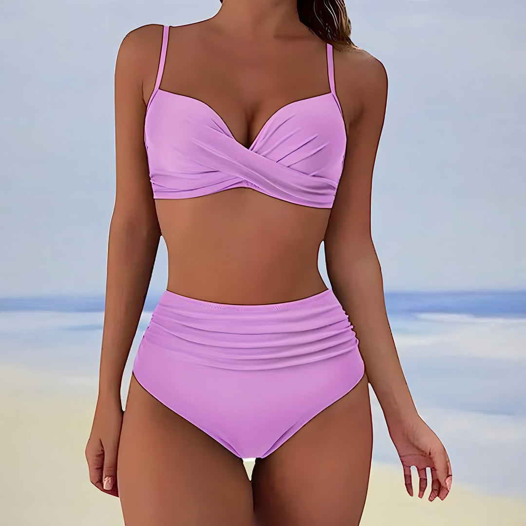 Women’s High Waisted Twist Front Bikini Set | Two Piece