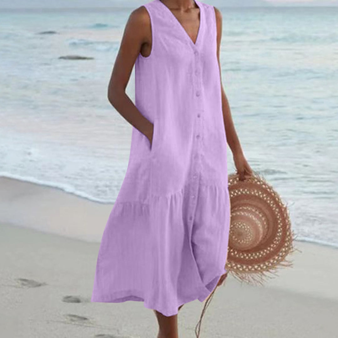 Women’s Sleeveless Beach Shirt Dress | Midi