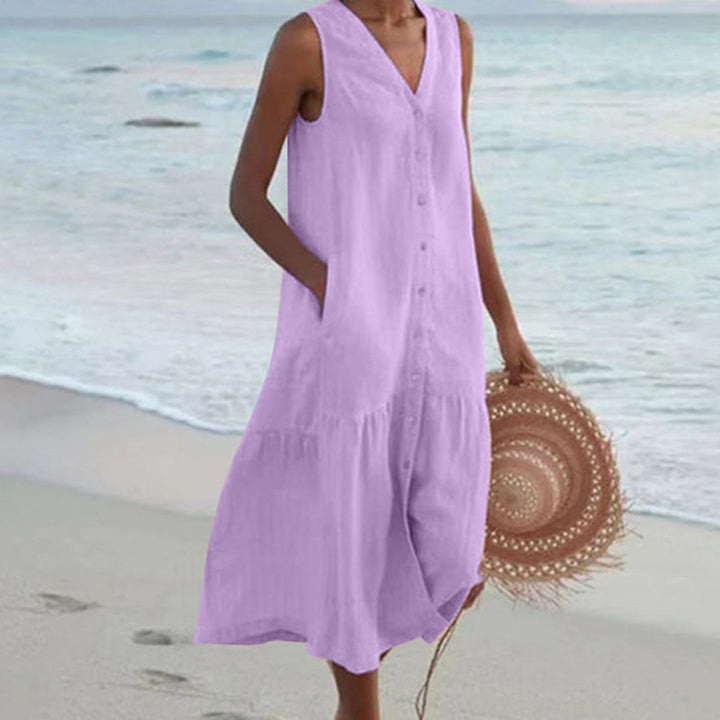 Women’s Sleeveless Beach Shirt Dress | Midi