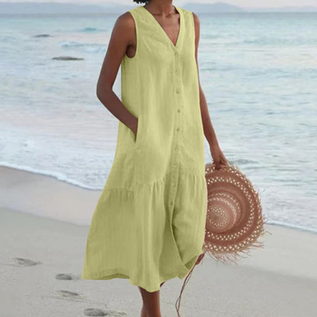 Women’s Sleeveless Beach Shirt Dress | Midi