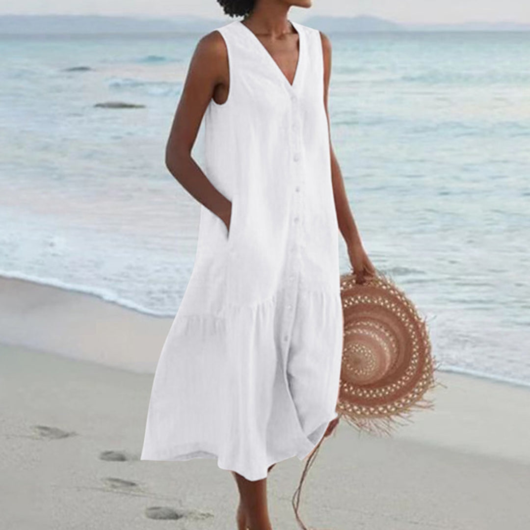 Women’s Sleeveless Beach Shirt Dress | Midi