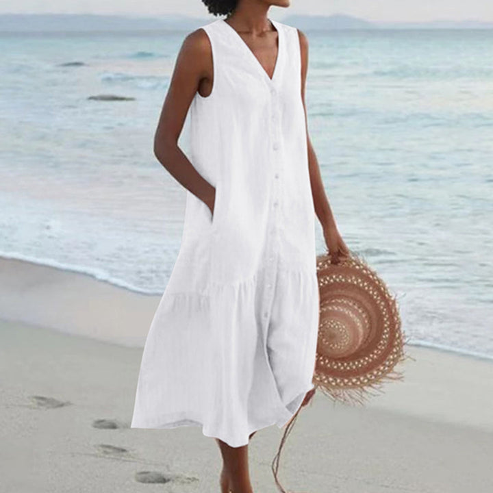 Women’s Sleeveless Beach Shirt Dress | Midi