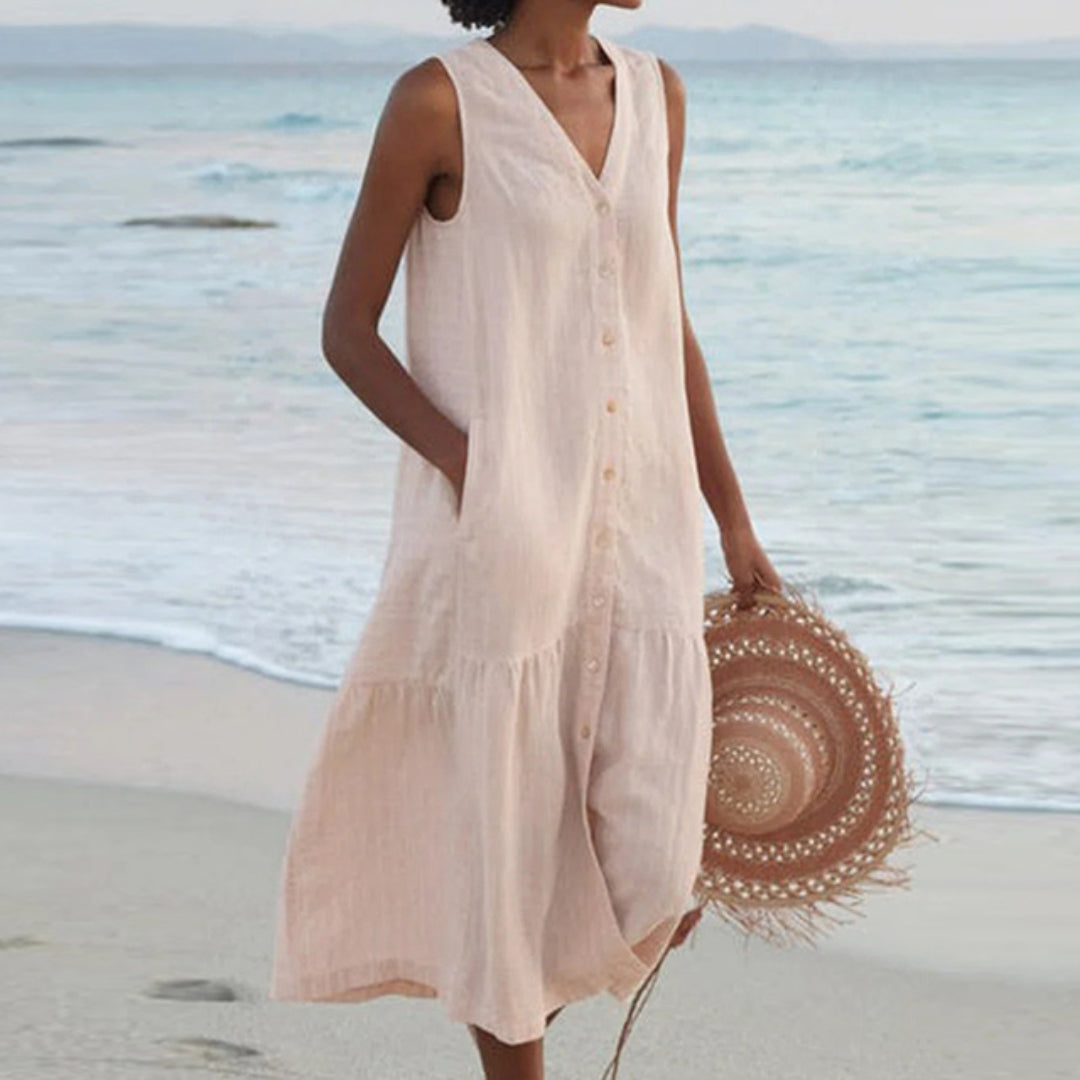 Women’s Sleeveless Beach Shirt Dress | Midi