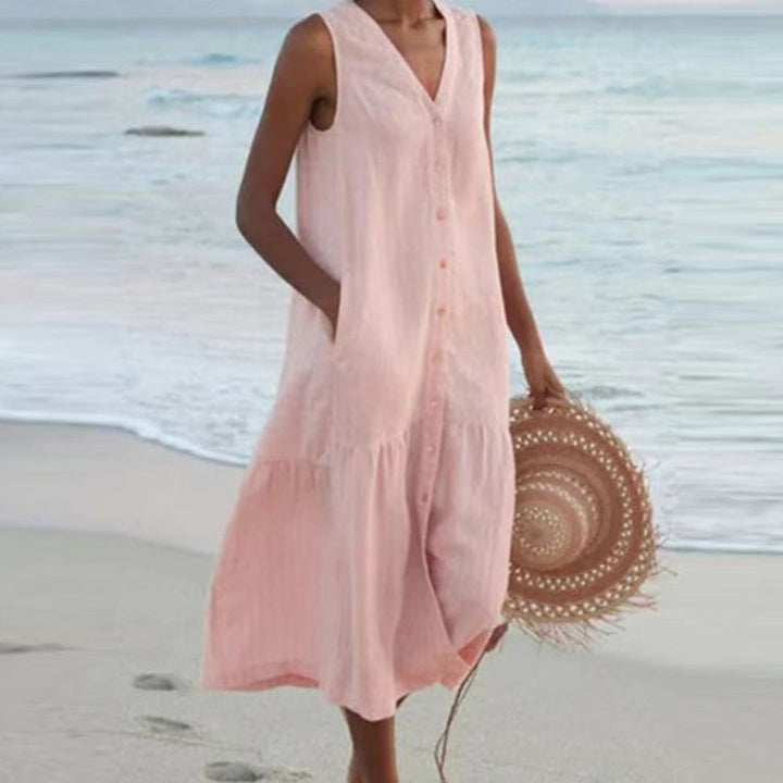 Women’s Sleeveless Beach Shirt Dress | Midi