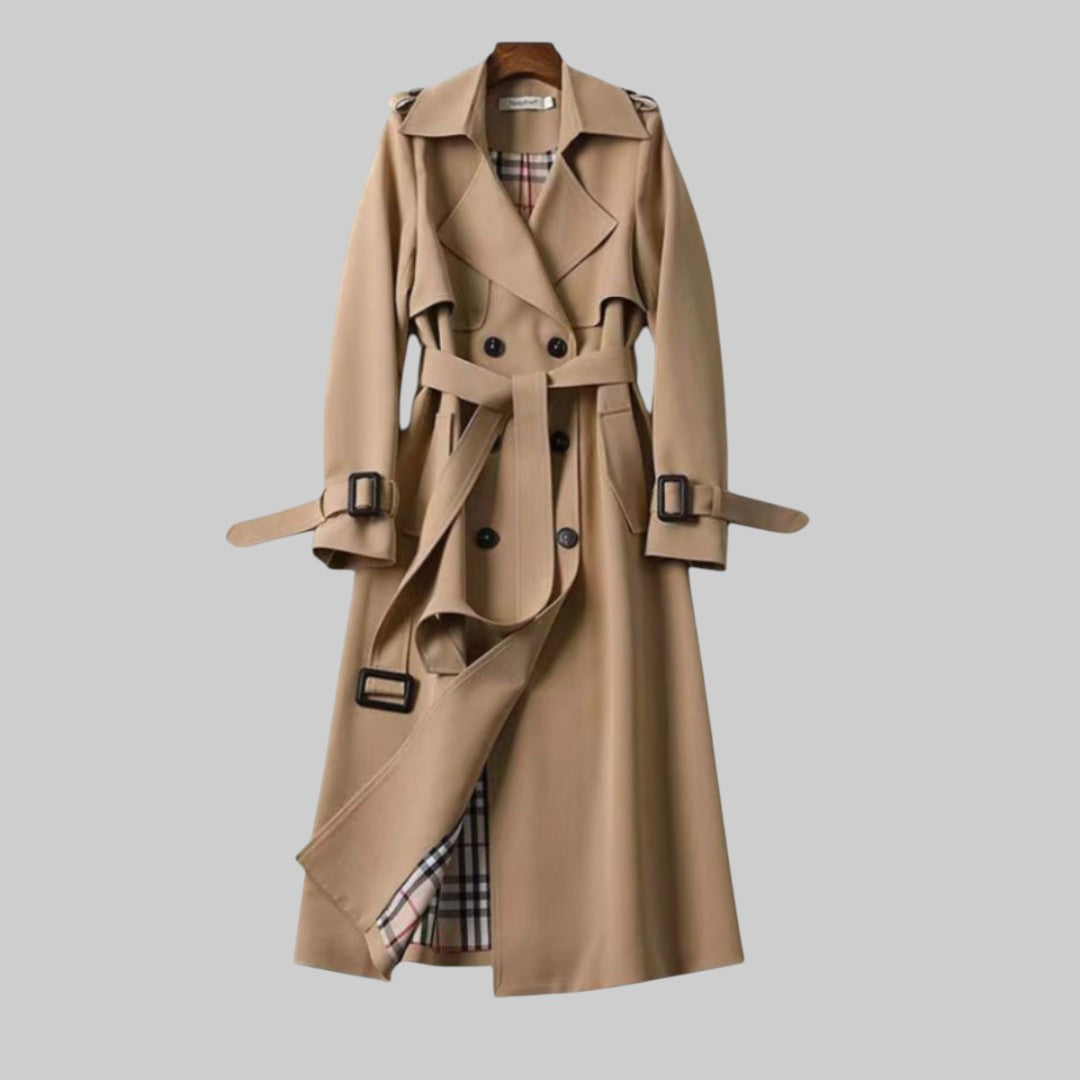 Women’s Belted Long Trench Coat | Double-Breasted