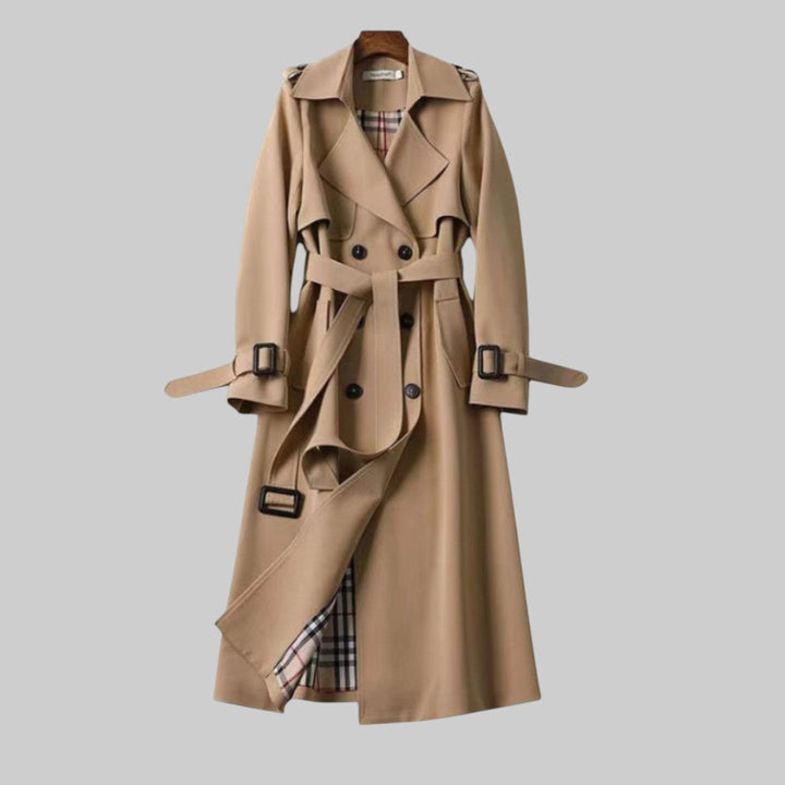 Women’s Belted Long Trench Coat | Double-Breasted