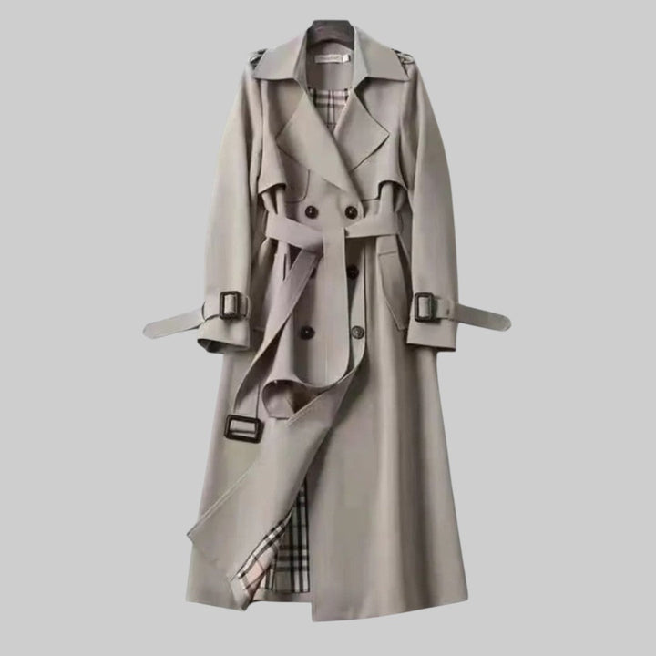 Women’s Belted Long Trench Coat | Double-Breasted