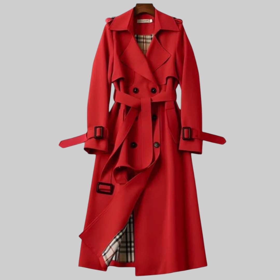 Women’s Belted Long Trench Coat | Double-Breasted