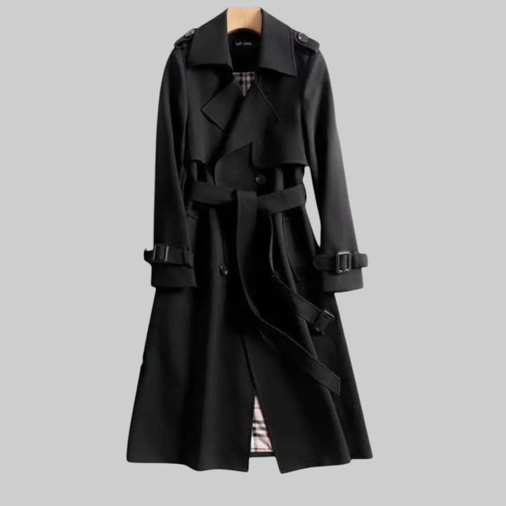 Women’s Belted Long Trench Coat | Double-Breasted