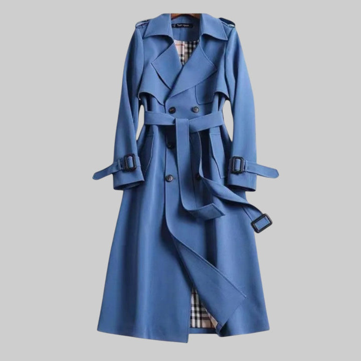 Women’s Belted Long Trench Coat | Double-Breasted