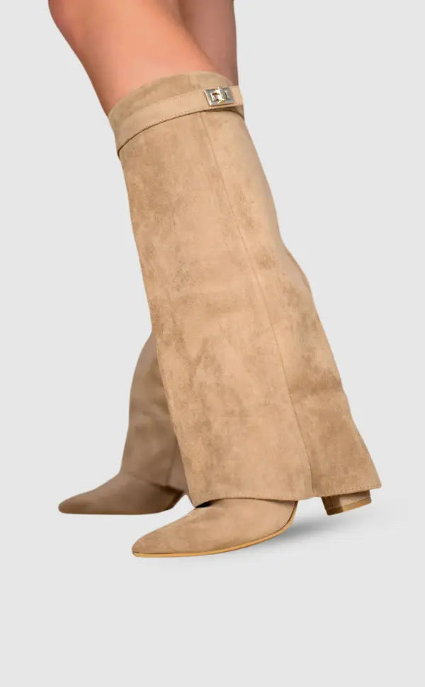 Bottes hautes à bout pointu et fermeture éclair pour femmes | Revers