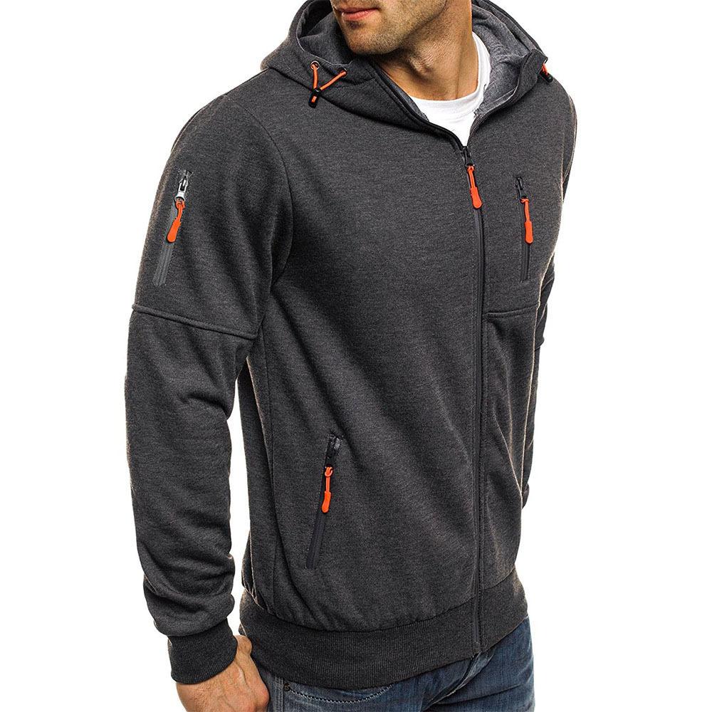 Men's Drawstring Pockets Zip Up Hoodie | Winter