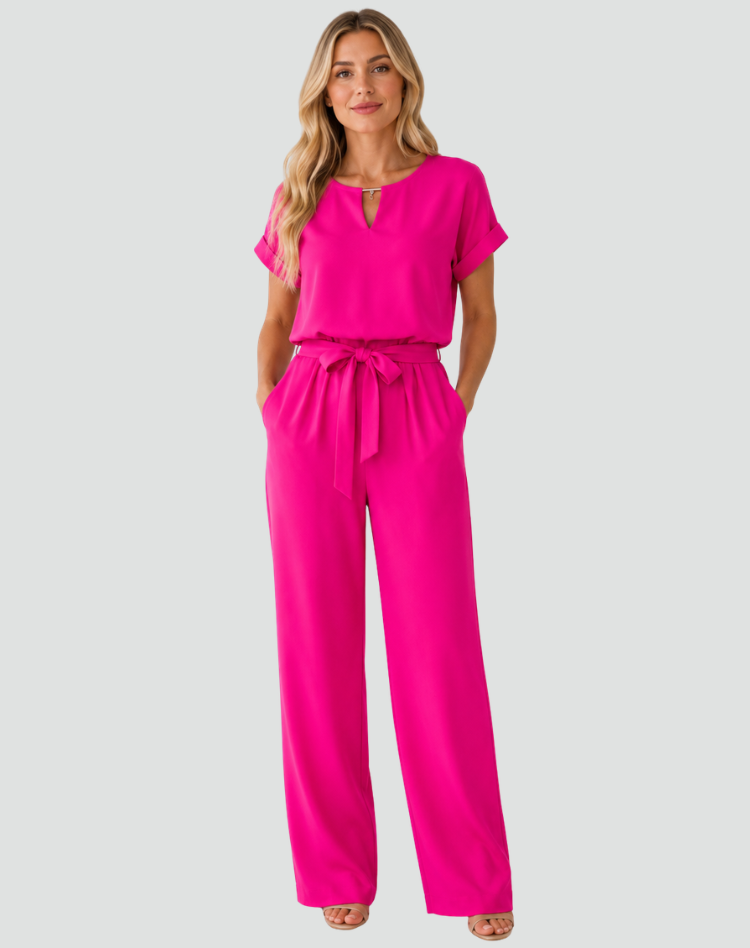 Women's Casual Short Sleeve Jumpsuit | Tie Waist