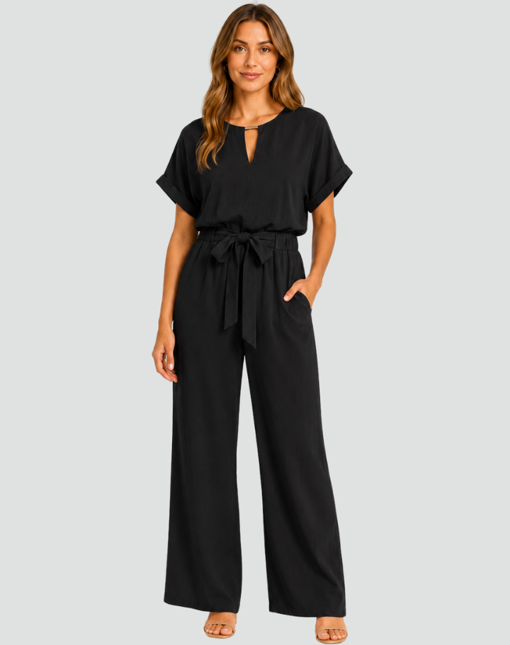 Women's Casual Short Sleeve Jumpsuit | Tie Waist