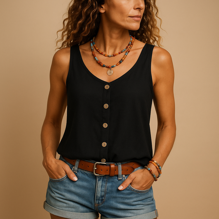 Women’s Casual V Neck Relaxed Fit Sleeveless Tank Top | Summer