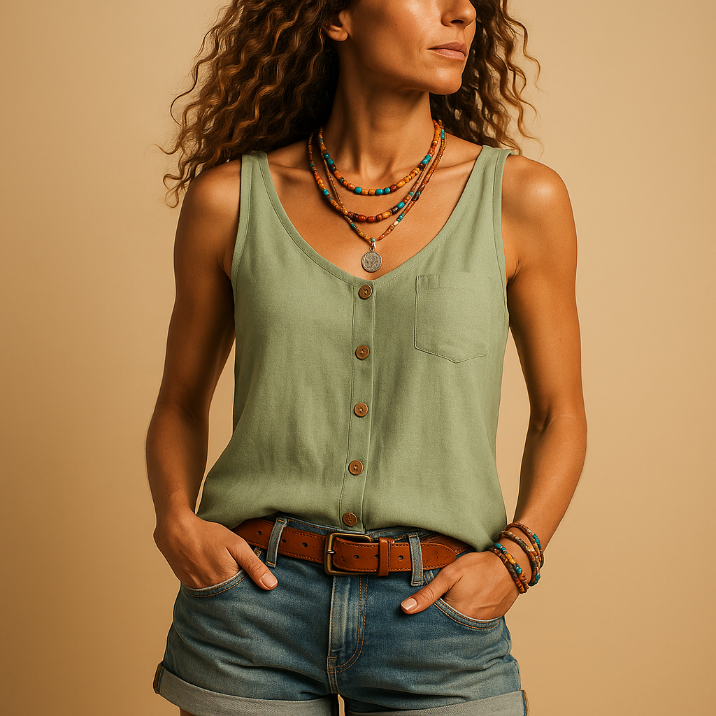 Women’s Casual V Neck Relaxed Fit Sleeveless Tank Top | Summer