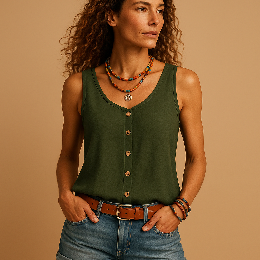 Women’s Casual V Neck Relaxed Fit Sleeveless Tank Top | Summer