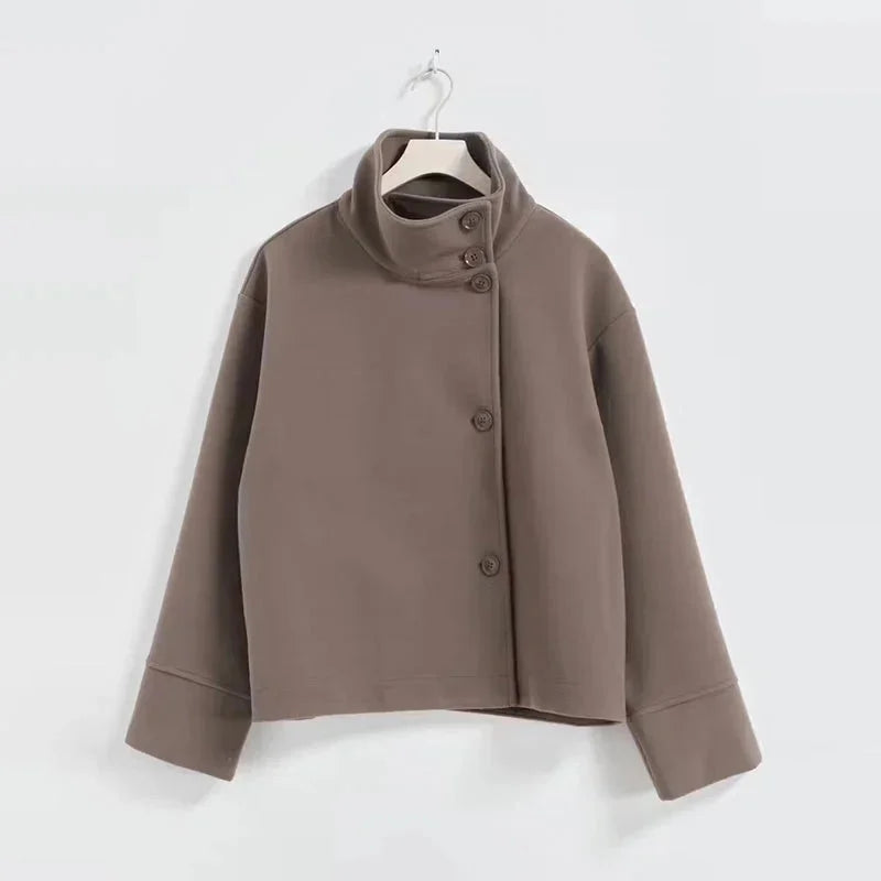 Women's Warm High Neck Cropped Coat | Winter