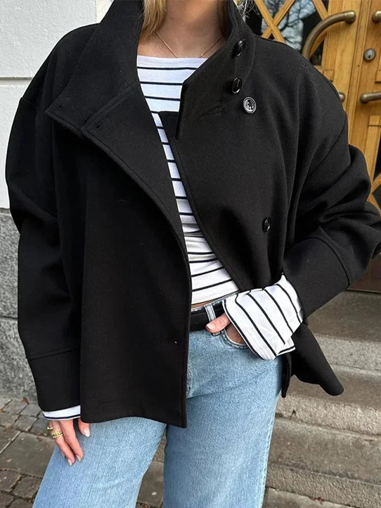 Women's Warm High Neck Cropped Coat | Winter