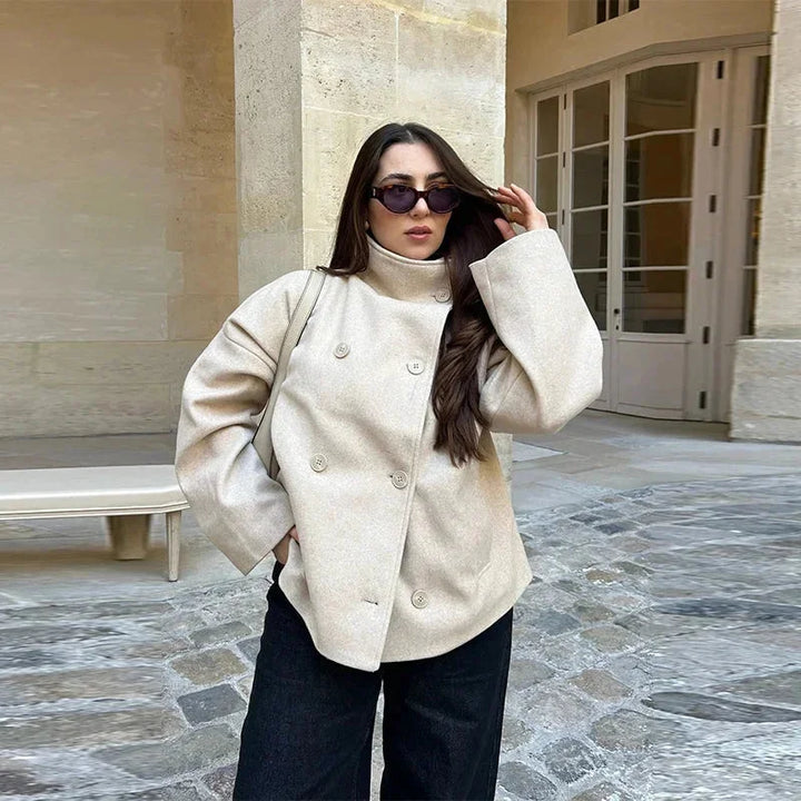 Women's Warm High Neck Cropped Coat | Winter
