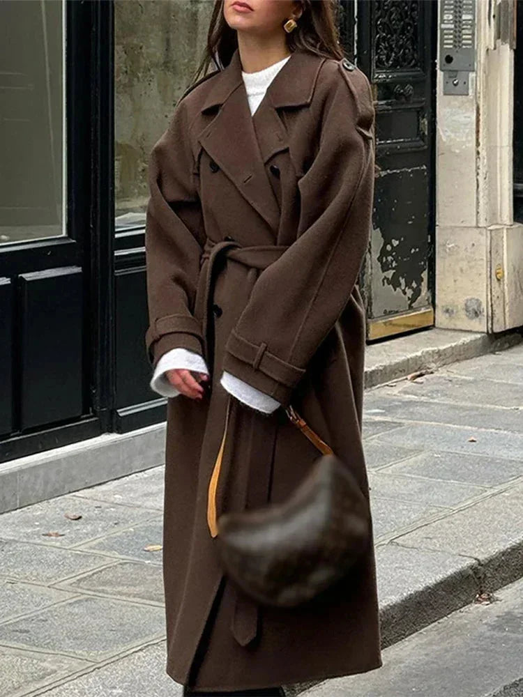 Women's Winter Long Trench Coat | Double Breasted