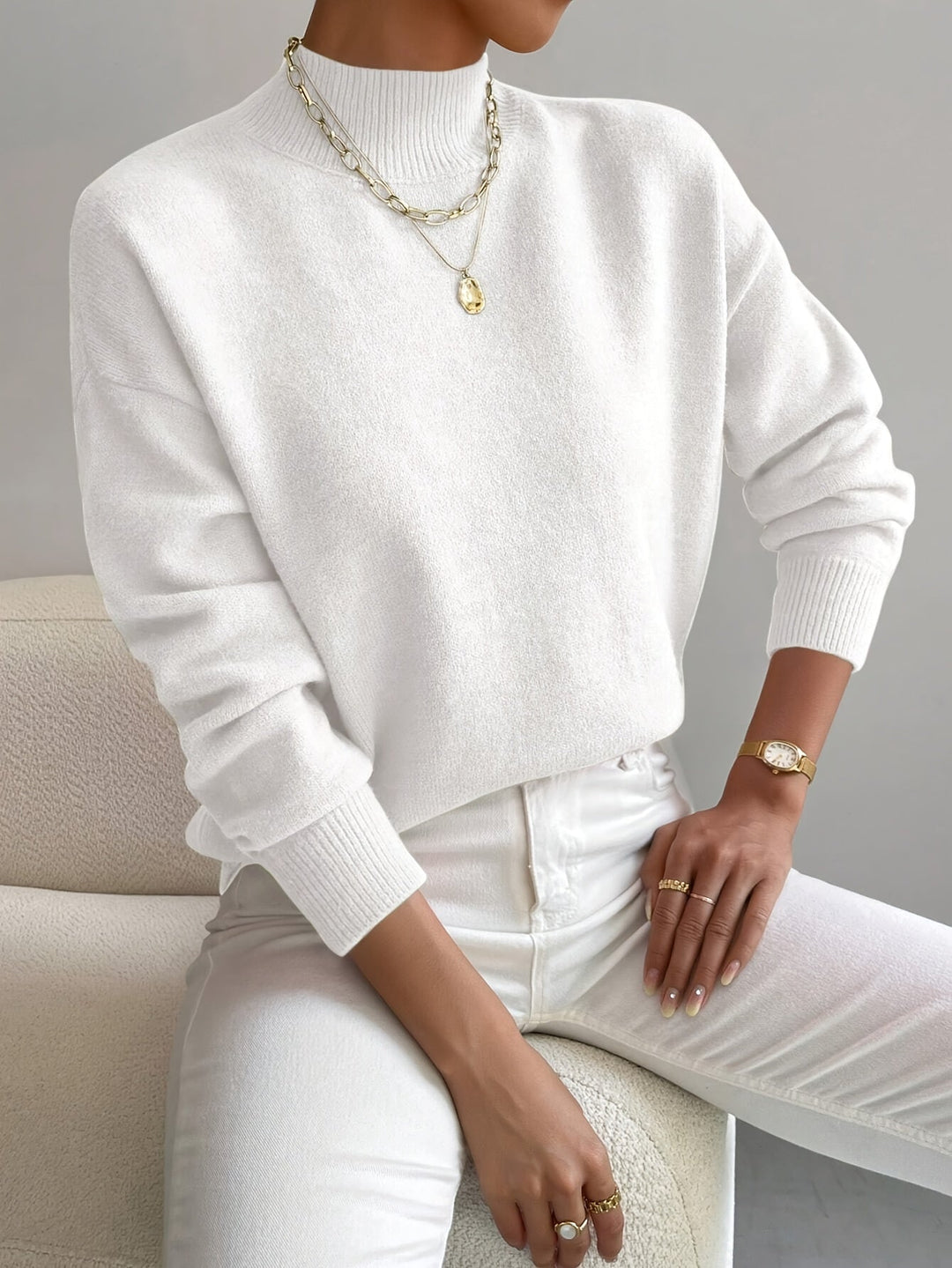 Women's Knitted Jumper | Mock Neck