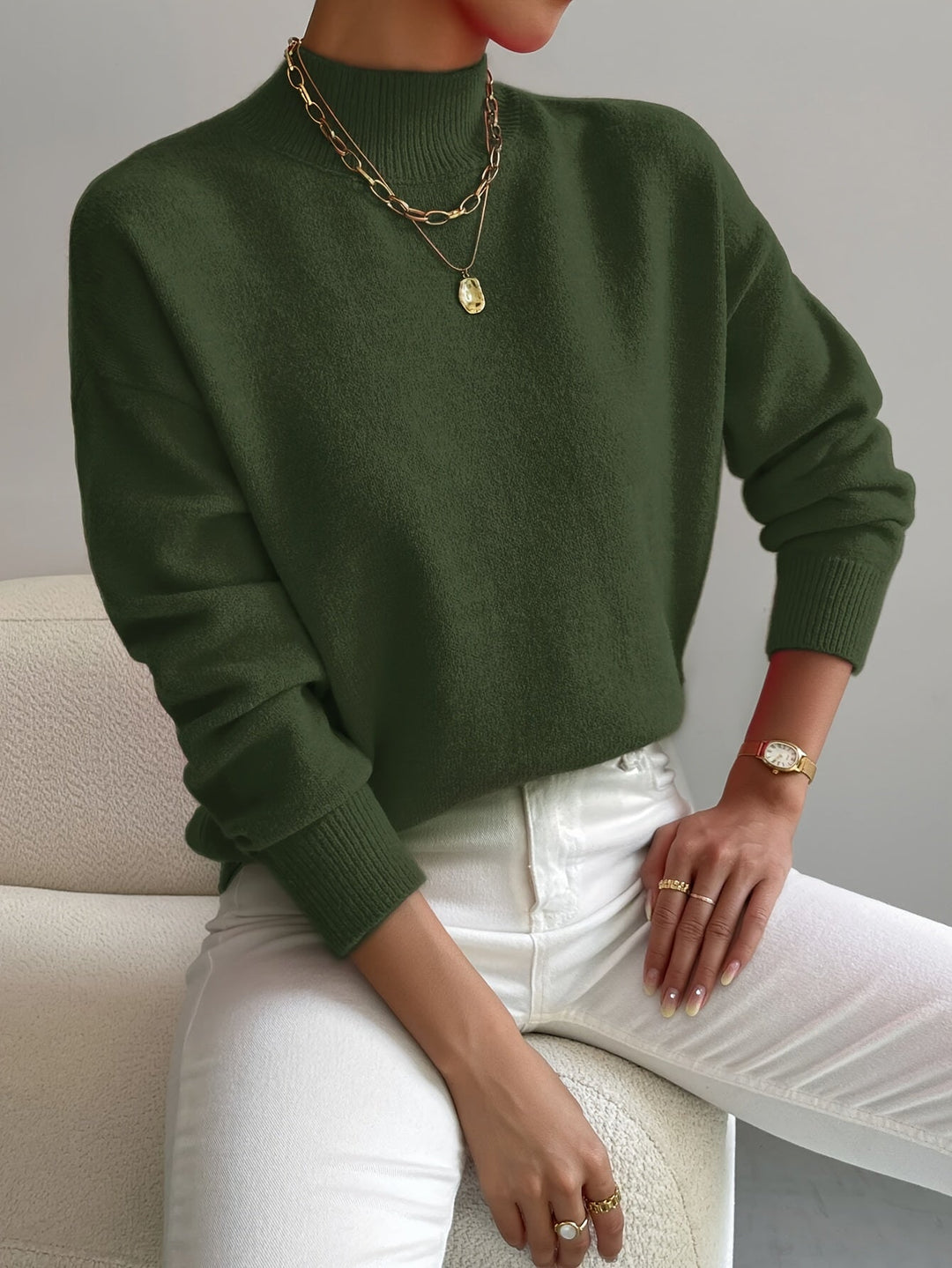 Women's Knitted Jumper | Mock Neck