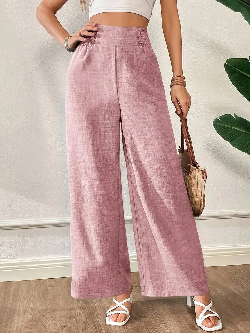 Women's Smocked Summer Trousers | Wide Leg
