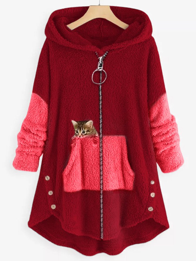 Sweat à capuche tricoté zippé d’hiver pour femme | long