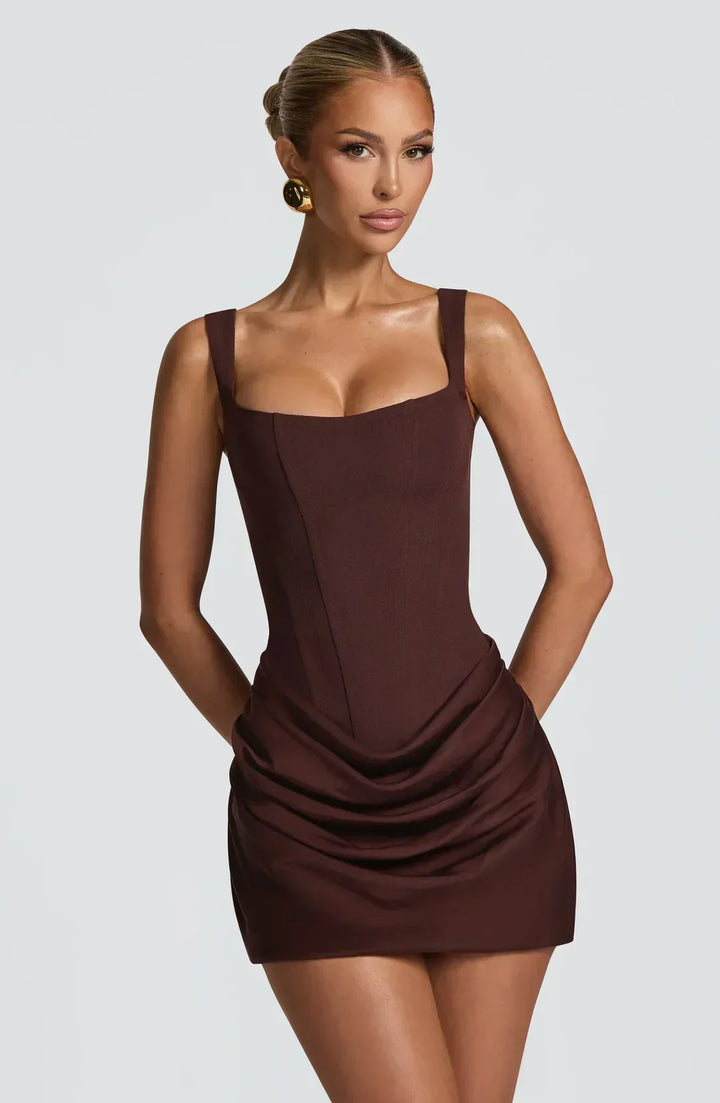 Women's Elegant Corset Style Draped Party Dress | Mini