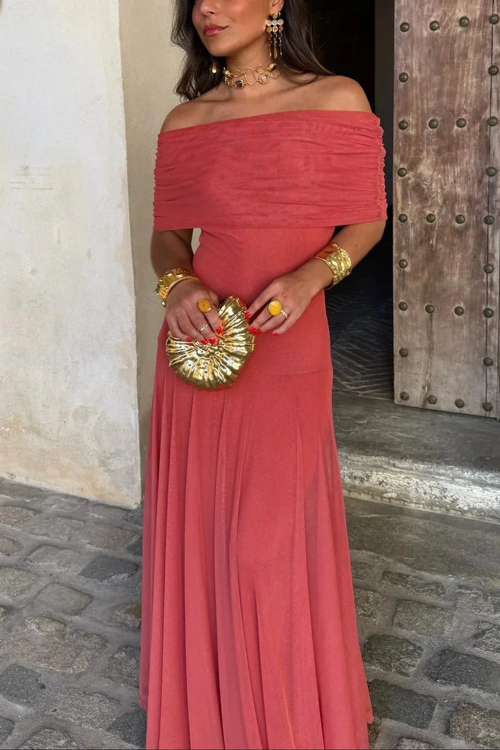 Women's Off Shoulder Wedding Guest Evening Dress | Maxi