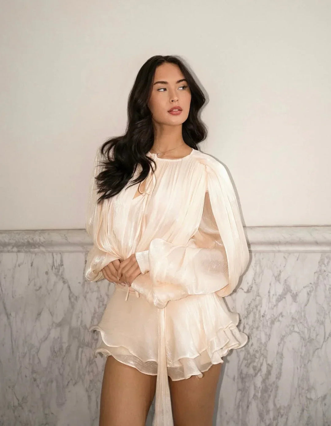 Women's Elegant Puff Sleeve Pleated Dress | Mini