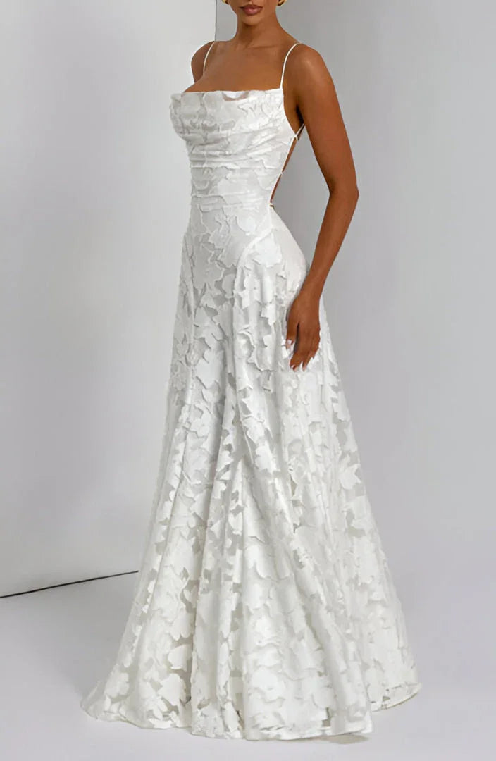 Women's Elegant Wedding Guest Spaghetti Strap Dress | Maxi